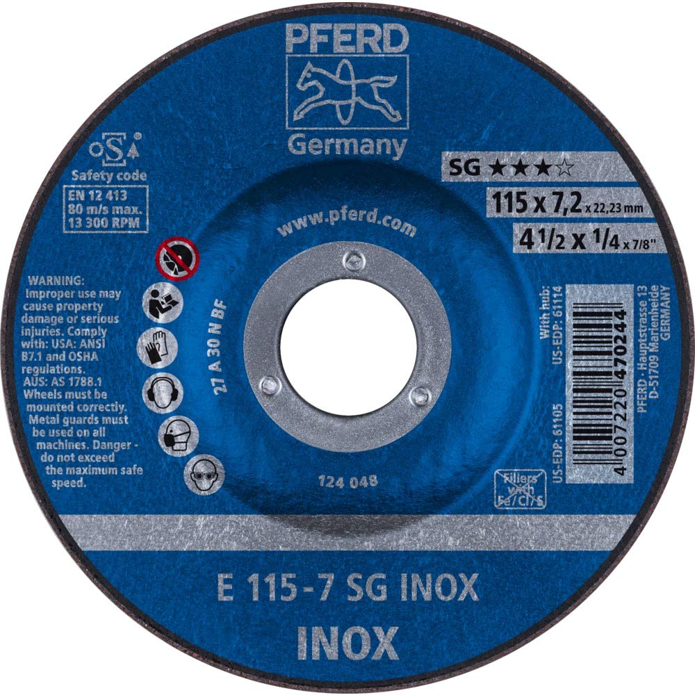 Lot de 10 disques à ébarber E 115-7 SG en acier inoxydable : 62211623