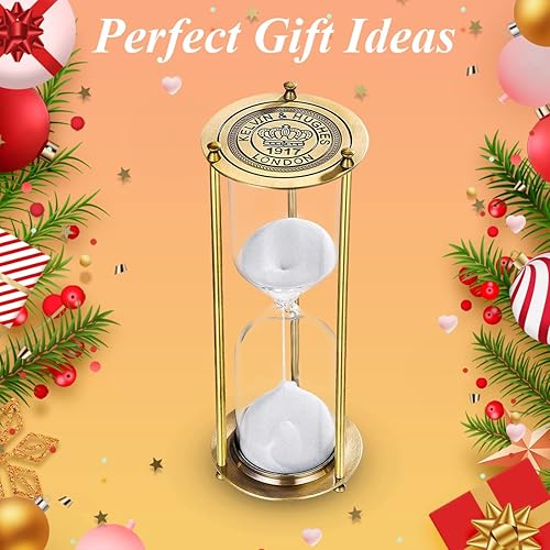 Miniatura 4 de Temporizador de arena vintage de 1 minuto, reloj de arena de 5.1 pulgadas, reloj de arena de latón antiguo de 1 minuto, reloj antiguo de arena de 1