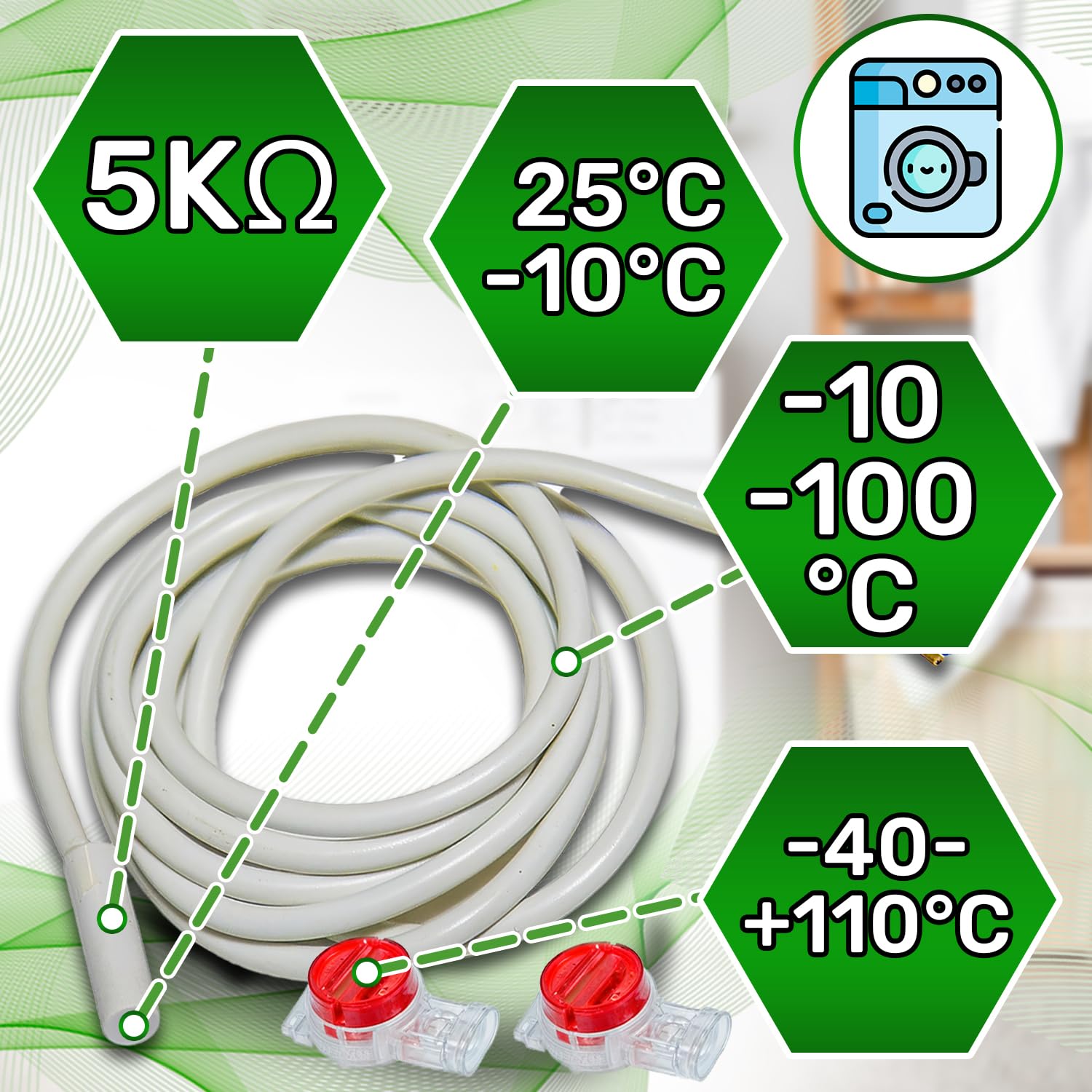 NTC Sensor Temperatura para Frigorífico con el Código Original 694239700 959014200 9590206 959020600 9590088 959008800 9590142 para Liebherr para Miele - Garantía de 5 Años - ONIX TECH