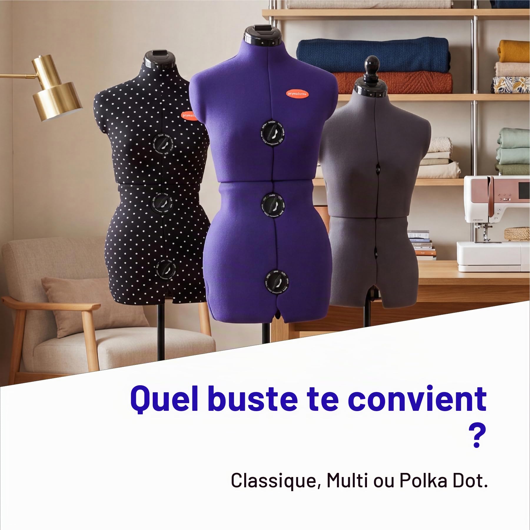Prym 611754 Mannequin de Couture XS « Prymadonna », 8 pièces, Bleu, 32-34-36