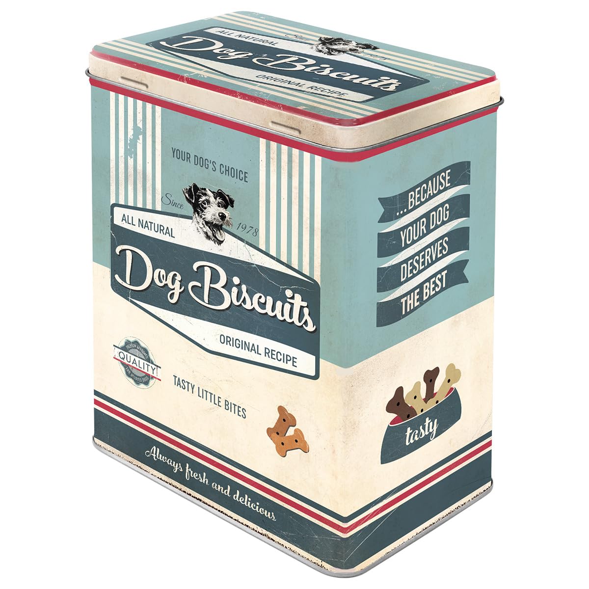 Nostalgic-Art Retro Large Storage Tin Paw Sign - Dog Biscuits - Gift Idea for Dog Owners, Large Tin for Dry Food, Vintage, 3 Litre