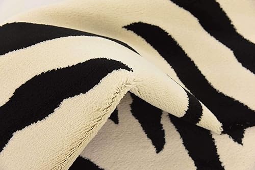 Miniatura 10 de Unique Loom Wildlife Collection - Alfombra de área inspirada en animales con diseño de cebra, 6 x 9 pies, marfilnegro