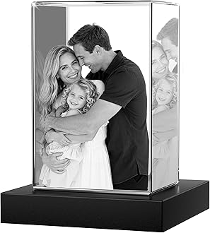 3D Crystal Photo Personalized Portrait - Custom Laser Engraved Crystal Picture, Gift for Mom Wife Family, Mother's Day Birthday Anniversary Memorial Keepsake(Portrait, Large)