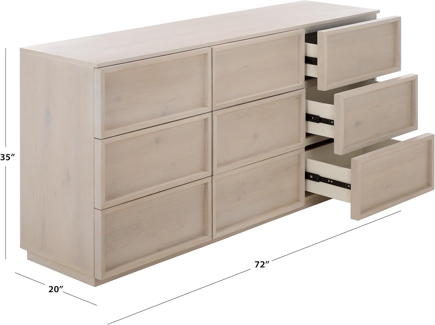 SAFAVIEH Couture - Zeus Dresser - Light Grey 9-Drawer Storage - Fully Assembled - Ideal for Bedroom, Guest Room, 72" W x 20" D x 35" H (SFV7224D)