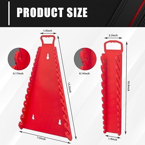 Miniatura 12 de C&T Paquete de 4 organizadores de llaves magnéticas, soporte para llaves magnéticas, SAE y métrico, estante de llaves de calidad premium, 1/4