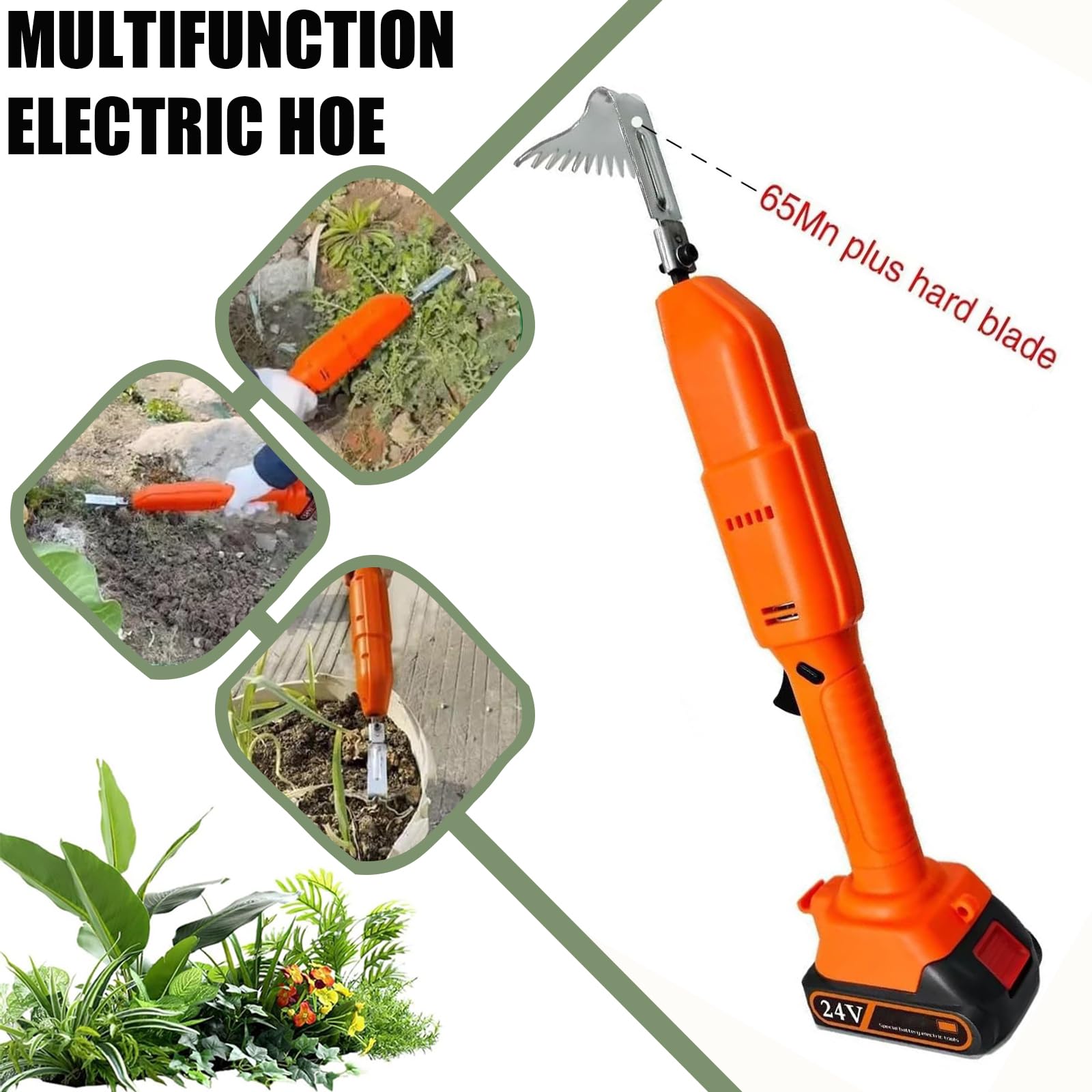Mini motoculteur électrique portable sans fil avec 2 piles rechargeables pour ameublir le sol et désherber dans les jardins et les serres