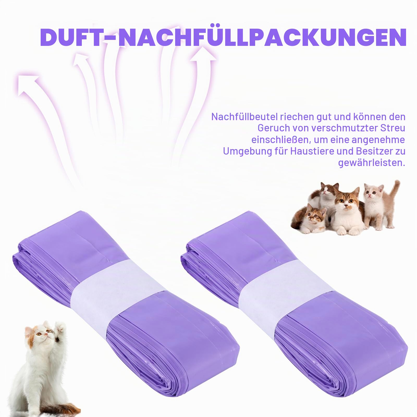 Nachfüllbeutel für Katzenstreu, 6,5 m Nachfüllbeutel für Litter locker, 10 Stück Nachfüllbehälter für Katzenstreu kompatibel mit Litter locker Nachfüllkassette (ohne Kartusche)