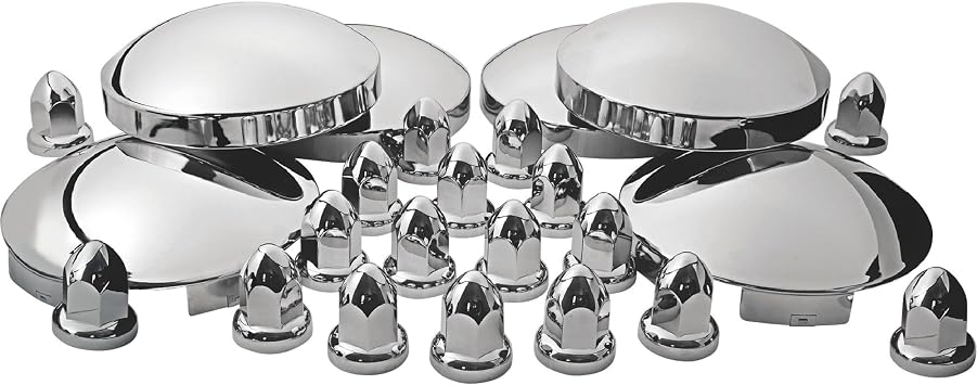 Trux THUB-C2 Wheel Accessories Hub Cap Kit, Front & Rear, Chrome, Metal