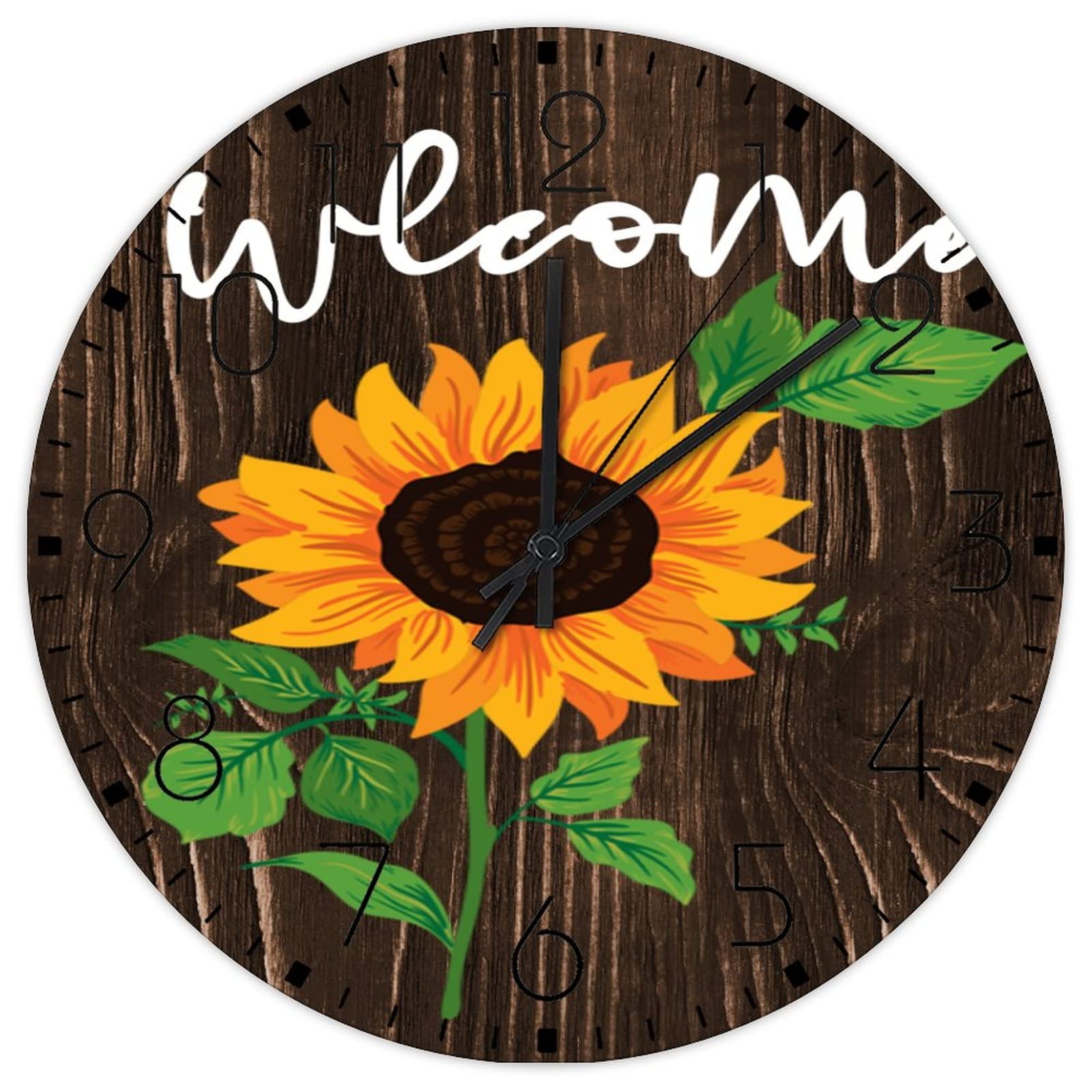 Horloge murale en bois de 30 cm rustique pour décoration de cheminée