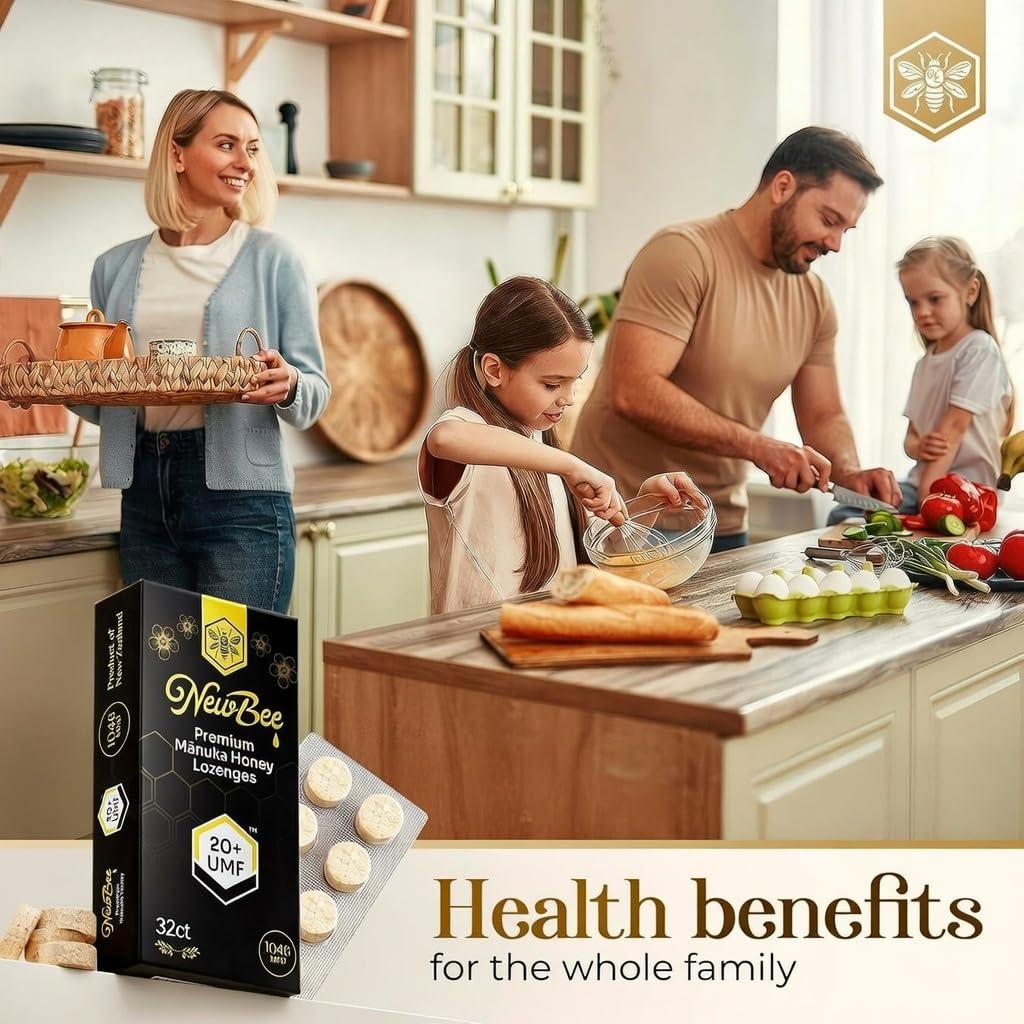 Manuka Honey Lozenges, 32 Count Made W/UMF 20+, MGO 1046 New Zealand Manuka Honey, UMF Certified, Monofloral, Traceable from Hive to Hand