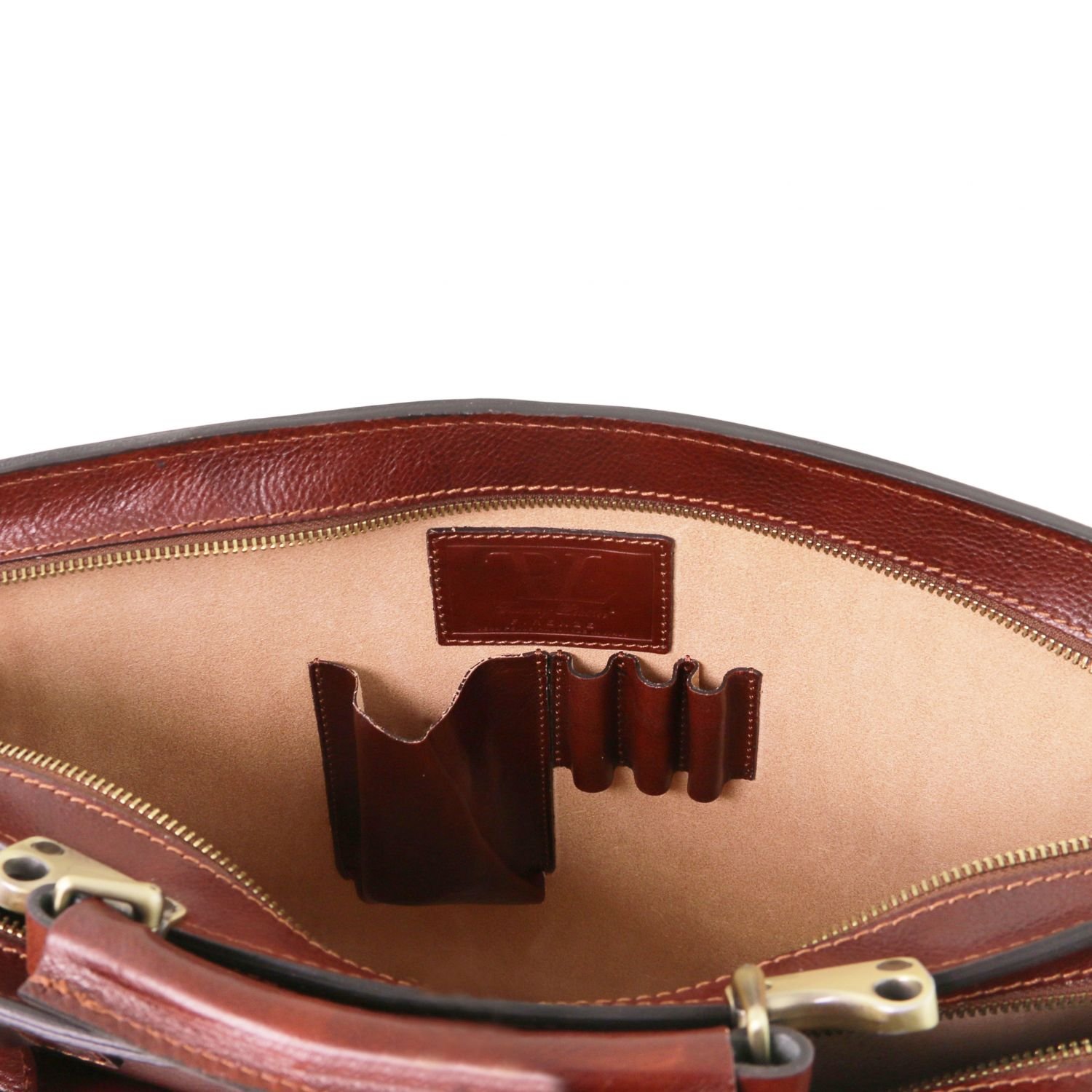 Tuscany Leather Venezia Porta Folios en Piel con 2 Compartimentos y Cierre de Cremallera