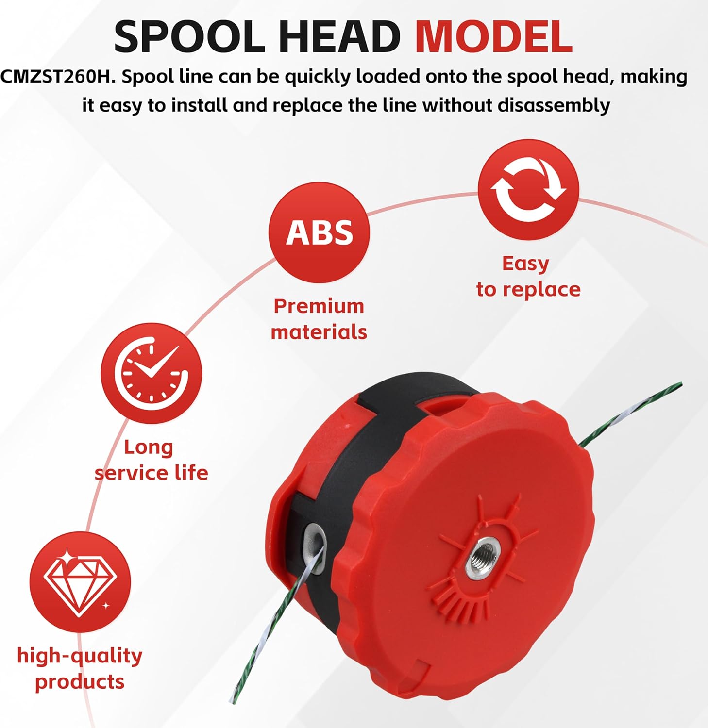 CMZST260H String Trimmer Head for Craftsman CMCST920 20V CMCST960 60V String Trimmers (Pre-Wound 0.080" Line) (2-Pack)