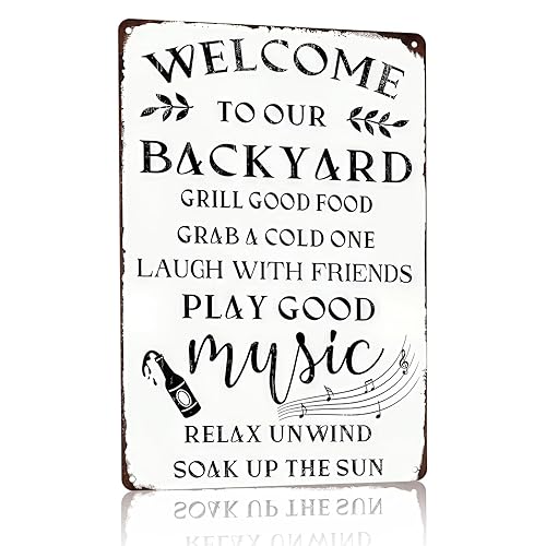 Welcome to Our Backyard Tin Sign – ASTRDECOR Metal Wall
