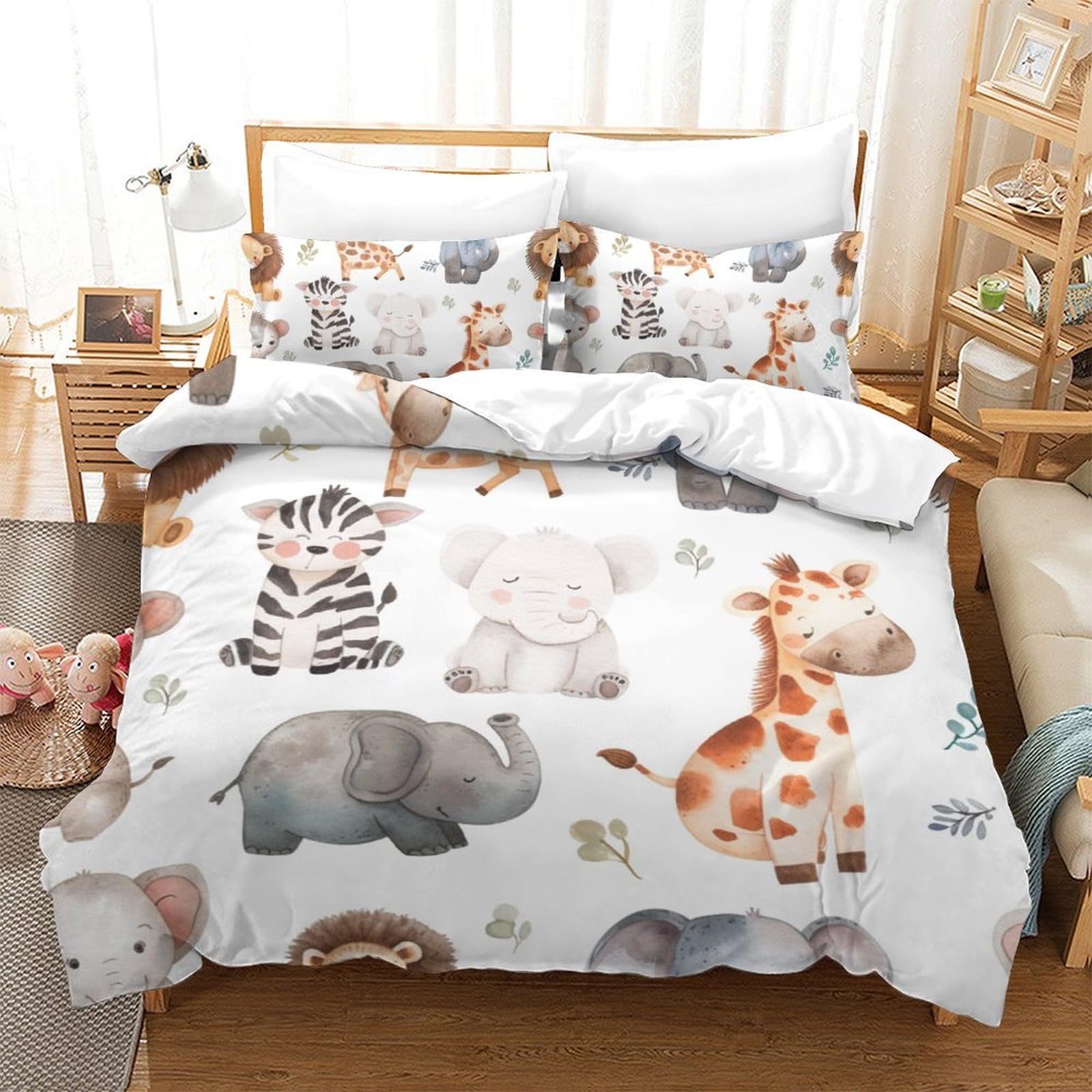 Housse de couette 200x200 girafe imprimé 3D parure de lit microfibre respirante double