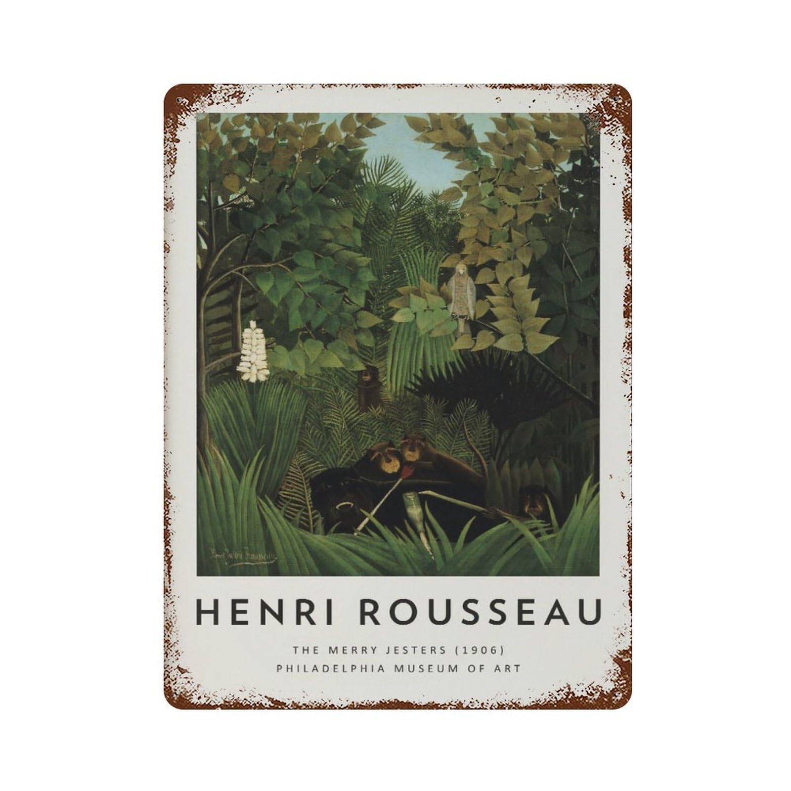 xiaoxiaoshen Henri Rousseau 'the Merry Jesters' Vintage Wall Decor Art Metal Tin Poster Modern Home Decor Art Home Bar Shop Decorations Vintage Sign 40x30cm