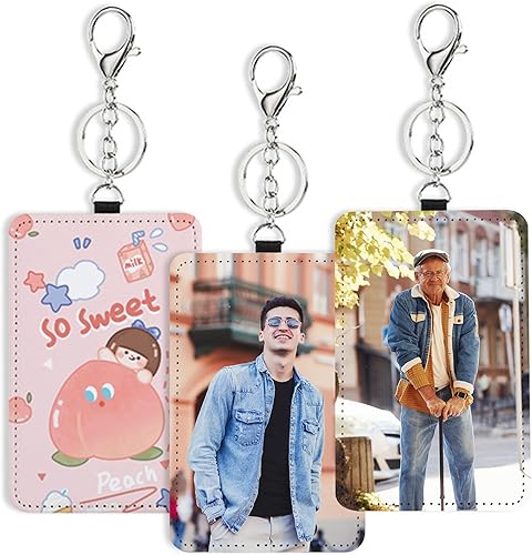 Miniatura 7 de Personalized card holder for women, slim leather card holder wallet coin wallet with keychain