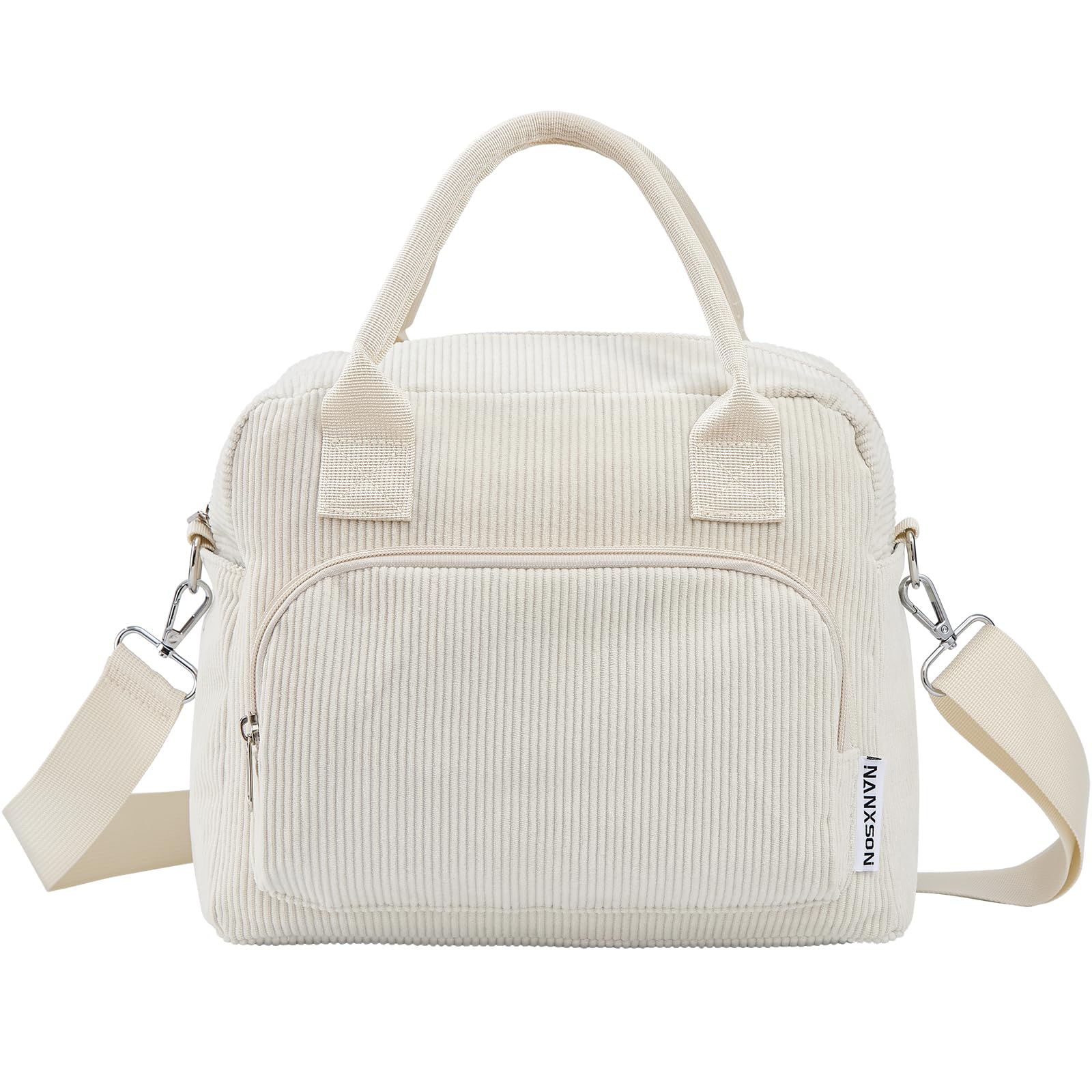 Nanxson Insulated Lunch Bag for Women Men,12L Large Capacity Reusable Lunch Box Cute Corduroy Cooler Tote Bags for Work Picnic or Travel(12L,Beige)