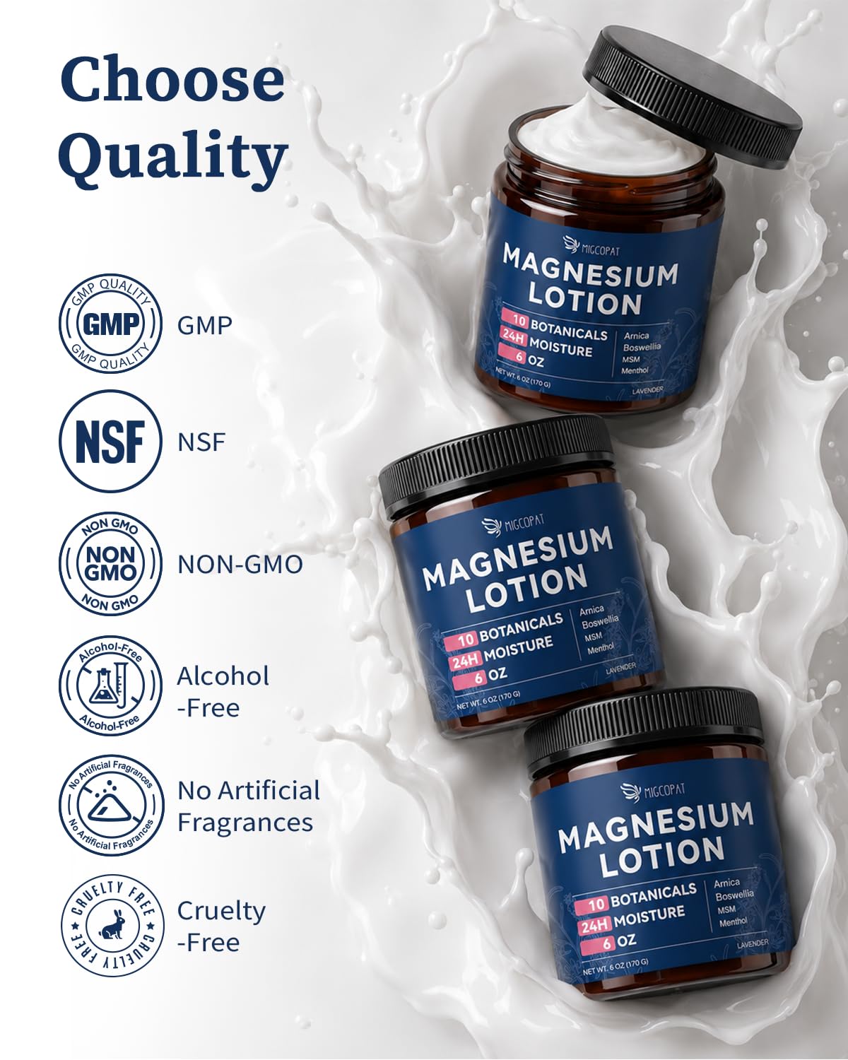 Migcopat Magnesium Lotion with Arnica, MSM & Hyaluronic Acid, Lavender, 6oz — Amazon image 9