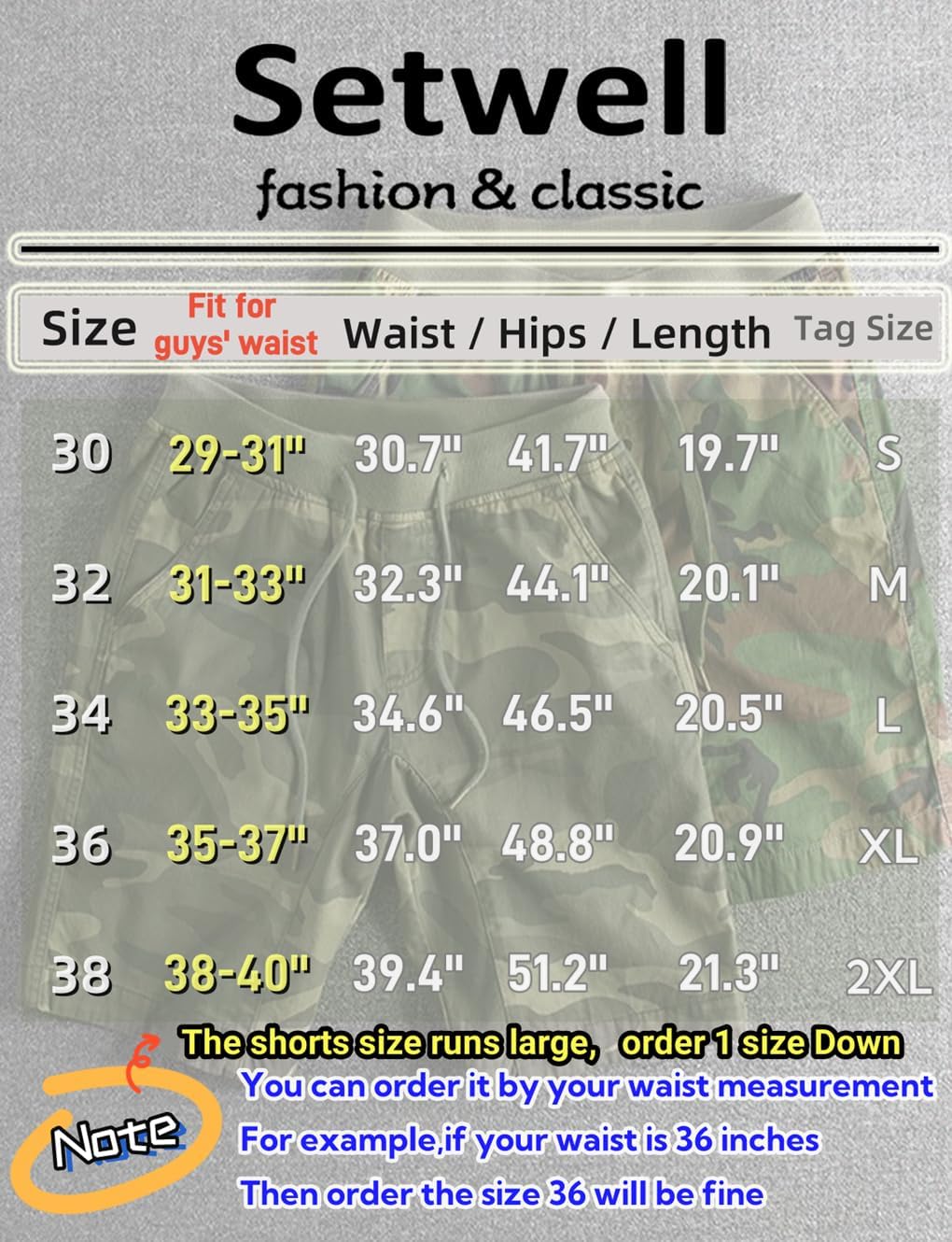 Setwell Mens Camo Sweat Shorts Drawstring Waist Camouflage Workout Gym Sports Training Cotton Running Shorts with Pocket - Image 4