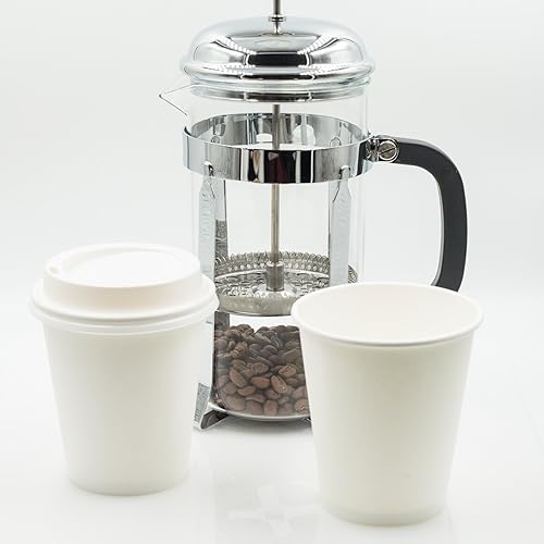 Vista 6 de Golden Apple, Tazas de café de papel desechables de 8 oz. Tazas y tapas Cantidad 50 tazas por paquete. Perfecto para bebidas calientes o frías sobre