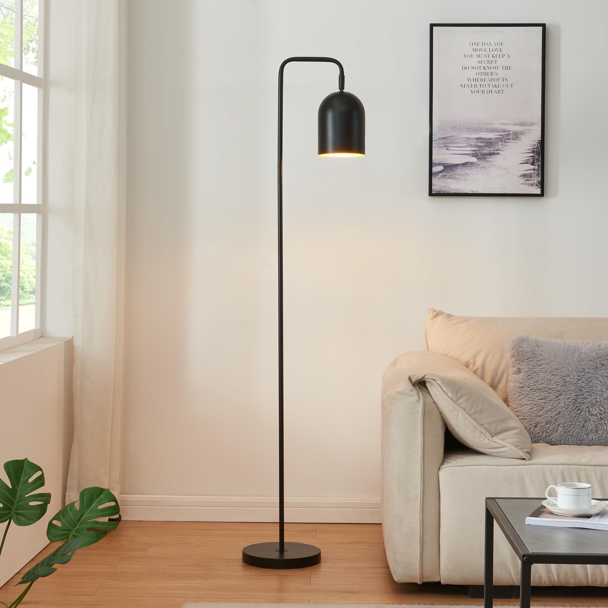 lux.pro Lámpara de pie Barnard Lámpara de Suelo con Pantalla para Salón Despacho Dormitorio Oficina Estilo Moderno Metal 159 cm - Negro