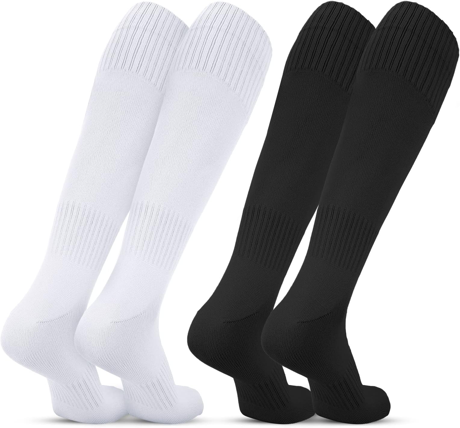 2 Pairs Unisex Football Socks Men Knee High Long Socks Rugby Hockey Sports Socks Adults Men Women for Outdoor Sports, 5-11