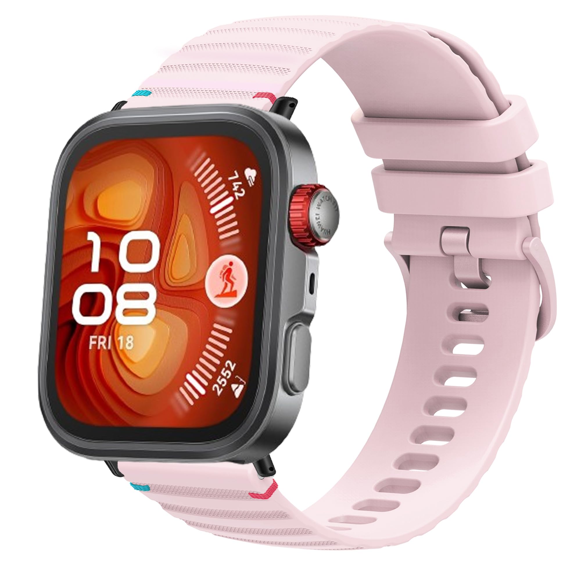 Lamshaw Compatible with Huawei Watch Fit 4 Pro Bands, New Silicone Woven Line Adjustable Replacement Strap Compatible with Huawei Watch Fit 4 Pro, Fit 4, Fit 3 (Pink)