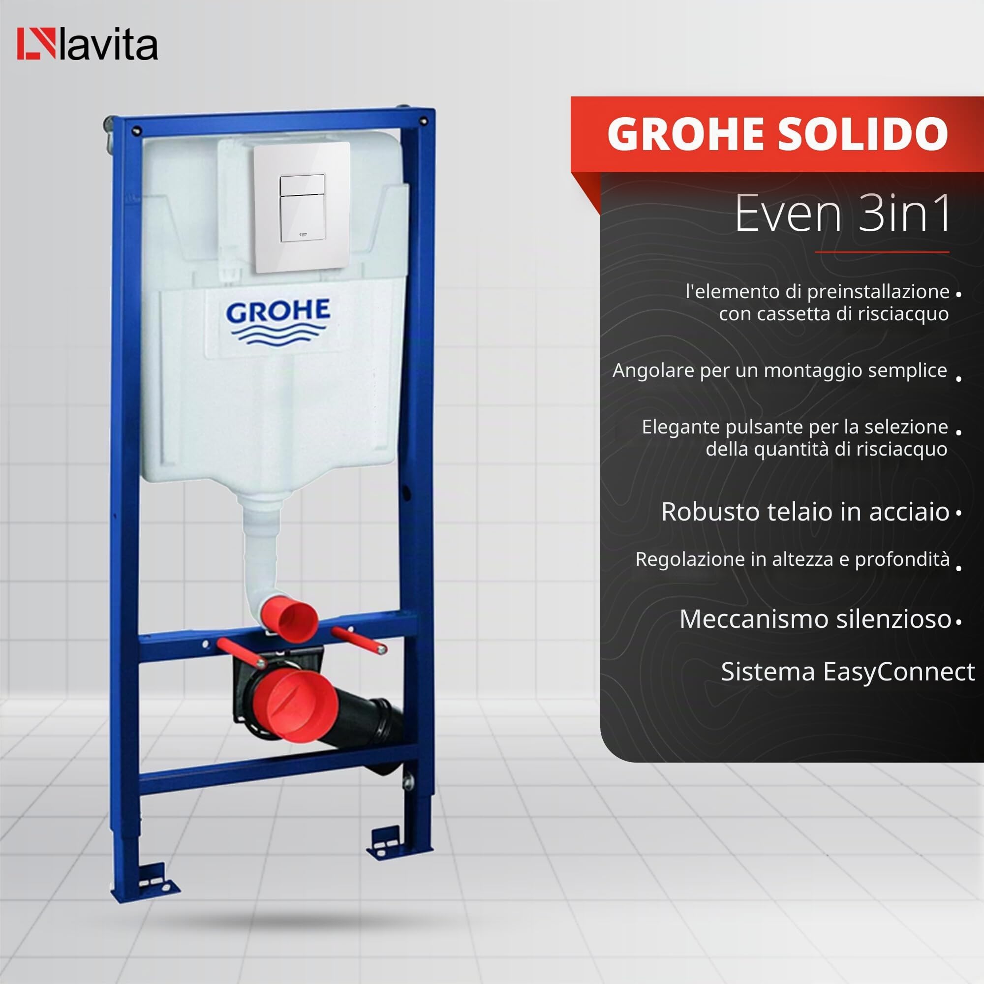 LAVITA Elemento a parete Solido + WC sospeso Salto bianco senza brida + + Sedile WC con chiusura ammortizzata bianco lucido Set completo Pulsante Completo Set WC Completo Set WC