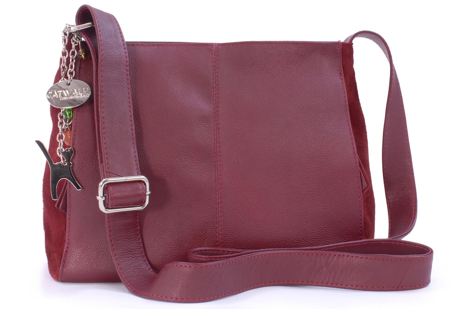 Catwalk Collection Handbags - Bandolera Mediano de Piel y Serraje - Bolso Cruzado de Mujer - Bolso de Diario Formato A5 - Charlotte