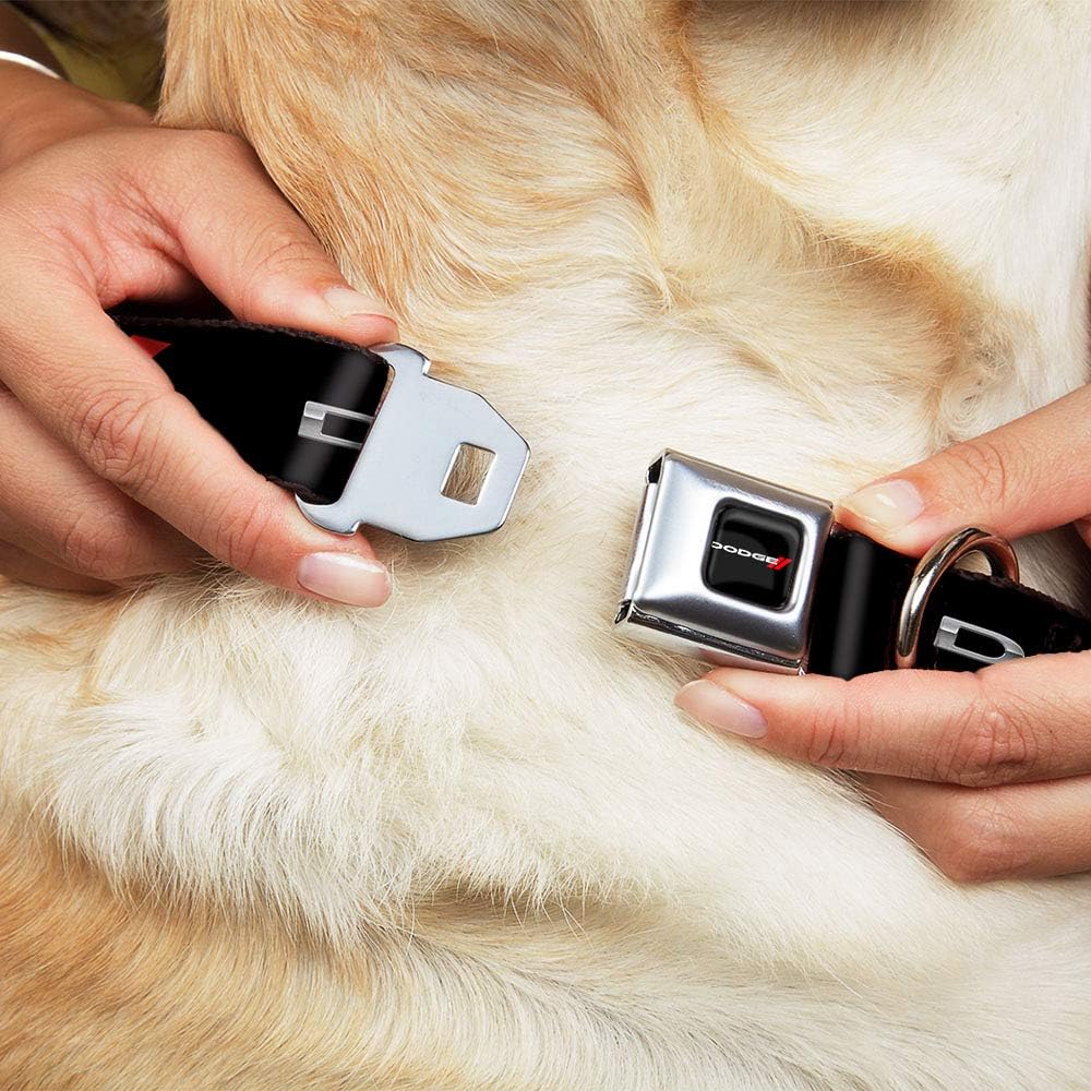Buckle-Down Seatbelt Buckle Dog Collar - Dodge Red Rhombus REPEAT - 1" Wide - Fits 15-26" Neck - Large
