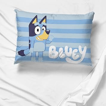 Bluey and Bingo Cartoon Kids Pillowcase Reversible for Kids, Blue