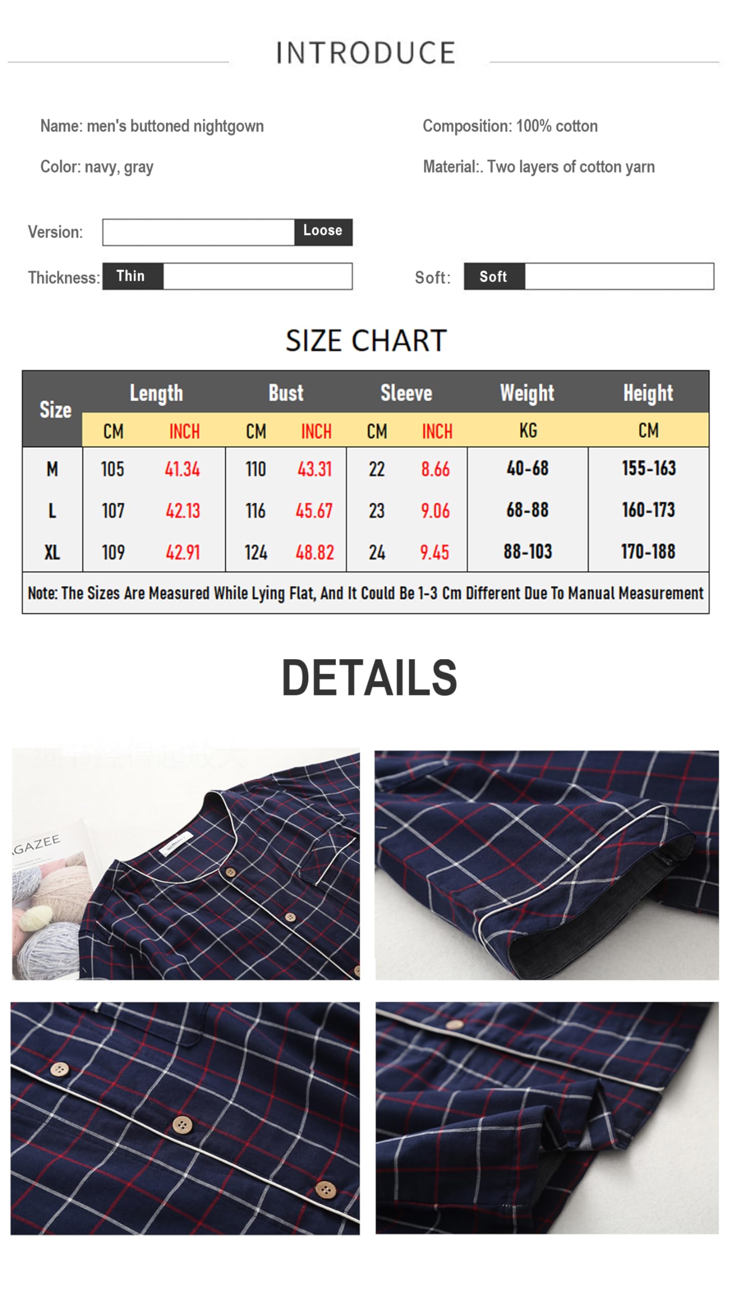 Herren Nachthemden Button Down House Mantel Pyjamas Kurzarm Nachthemd Nachthemd Nachthemd
