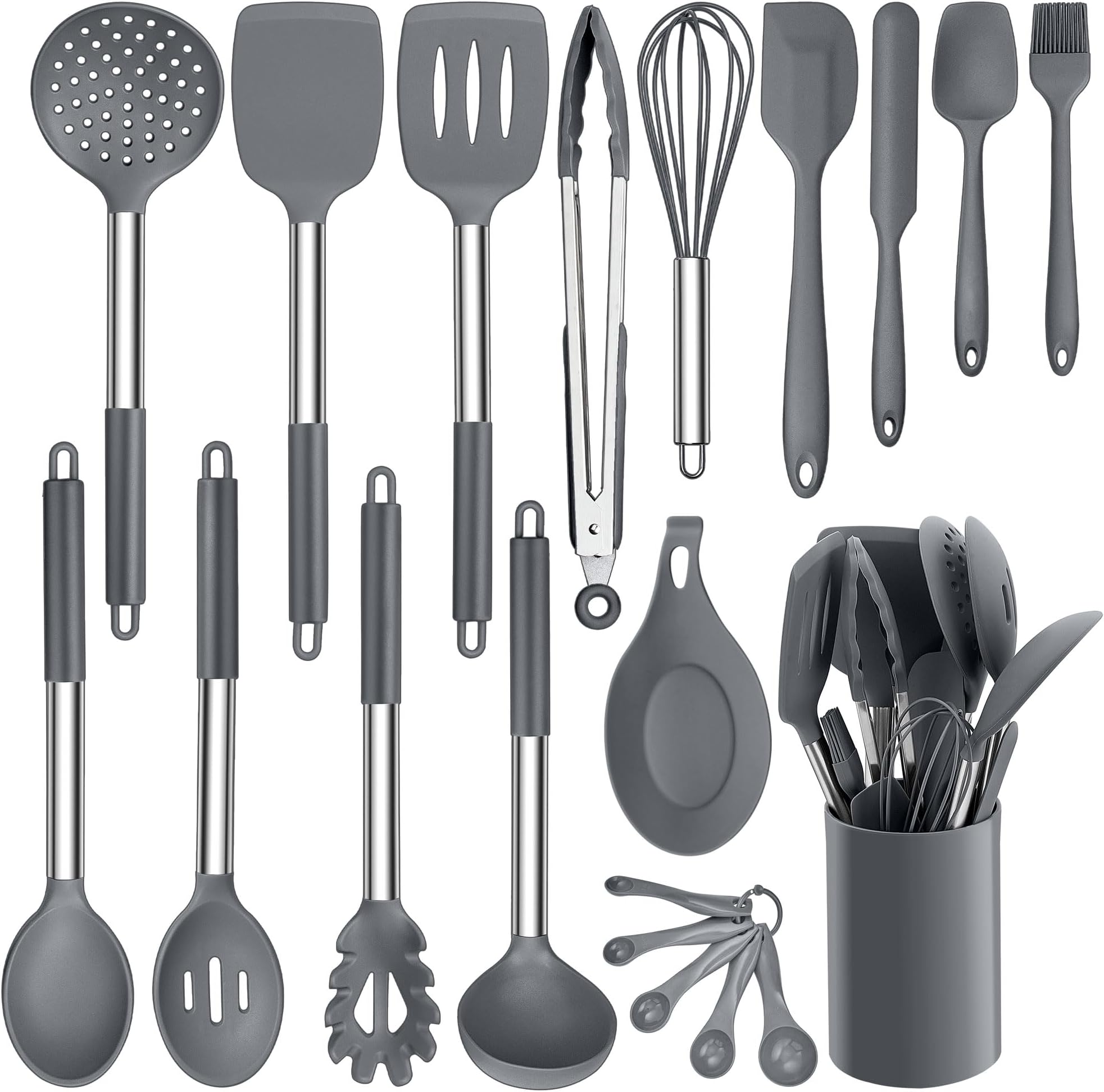 LABRIMP Silikon Kochspatel - Hitzebeständig Mit Edelstahlgriff