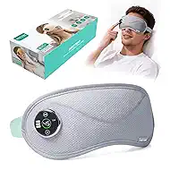 Cordless Heated Eye Mask with Massager, Warm Compress for Eyes, 3D Contoured Light-Blocking Eye Mask for Dry Eyes, LED Display, 3 Heat & Vibration Modes, Home, Office & Travel