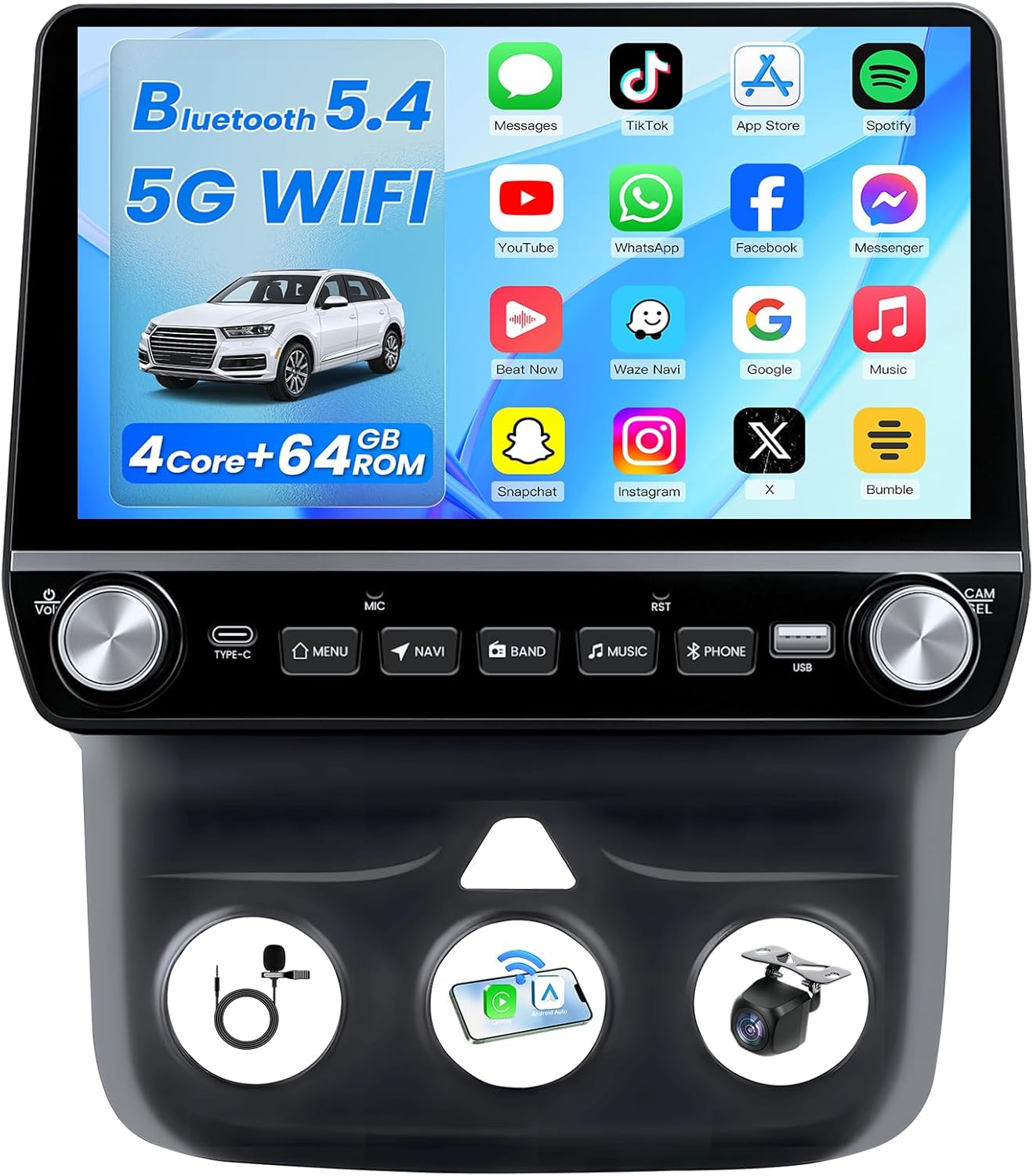 4G RAM+64G ROM Android 13 Car Stereo Radio for Dodge Ram 1500 2500 2013-2018: 9" 1280 * 800 IPS Touchscreen Upgrade Wireless Carplay Android Auto Bluetooth GPS 5G WiFi FM SWC EQ HiFi