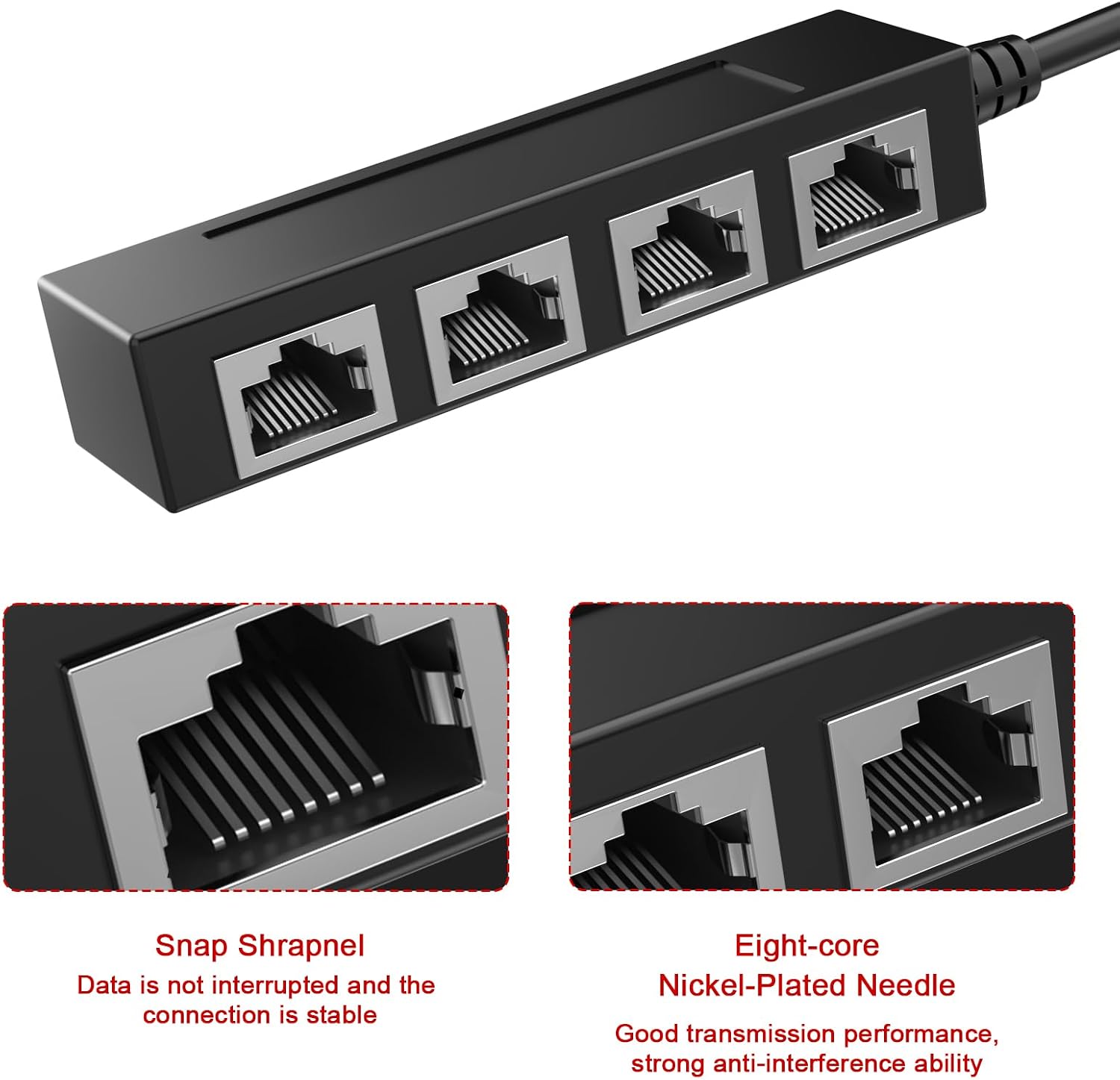 RJ45 1 Male to 4 x Female LAN Splitter Adapter Cable Suitable Super Cat6, Ethernet Splitter Cable Suitable Super Cat5, Cat5e, Cat6, Cat7 LAN Ethernet Socket Connector Adapter ONE Internet