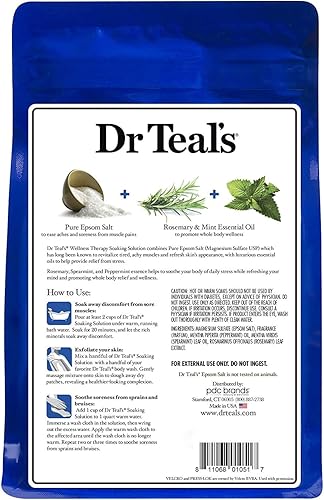Miniatura 5 de Dr Teal's Epsom - Paquete combinado de baño de sal (6 libras en total), calma y duerme con lavanda y terapia de bienestar con romero y menta