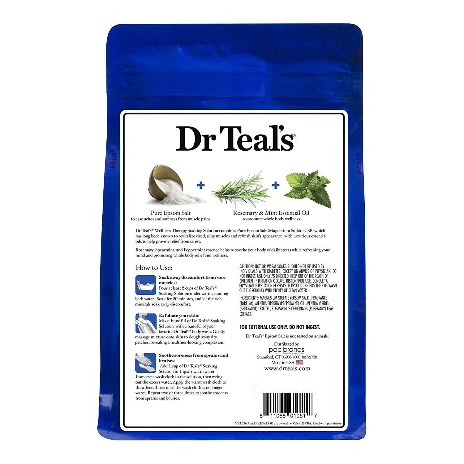 Dr. Teal's Rosemary & Mint Bath Soak Gift Set (4 Pack, 3lbs Ea.) - Wellness Therapy Soaking Solution Eases Aches & Pains and Promotes Healing for Overworked Muscles - At Home