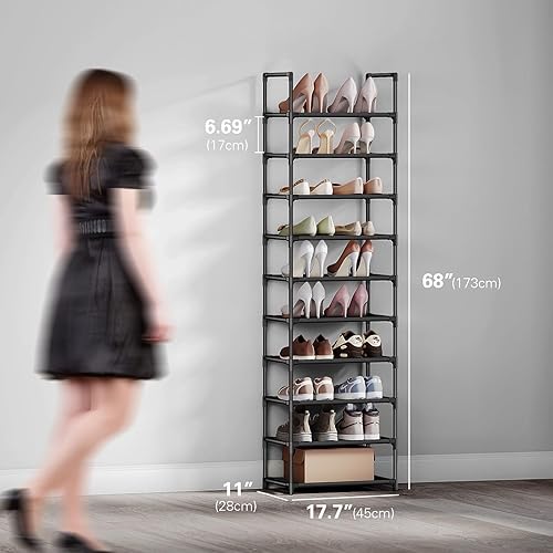 Miniatura 2 de Zapatero, organizador de zapatos, estantes de zapatos de tela no tejida de 10 niveles, estantes de zapatos resistentes para armario, garaje y