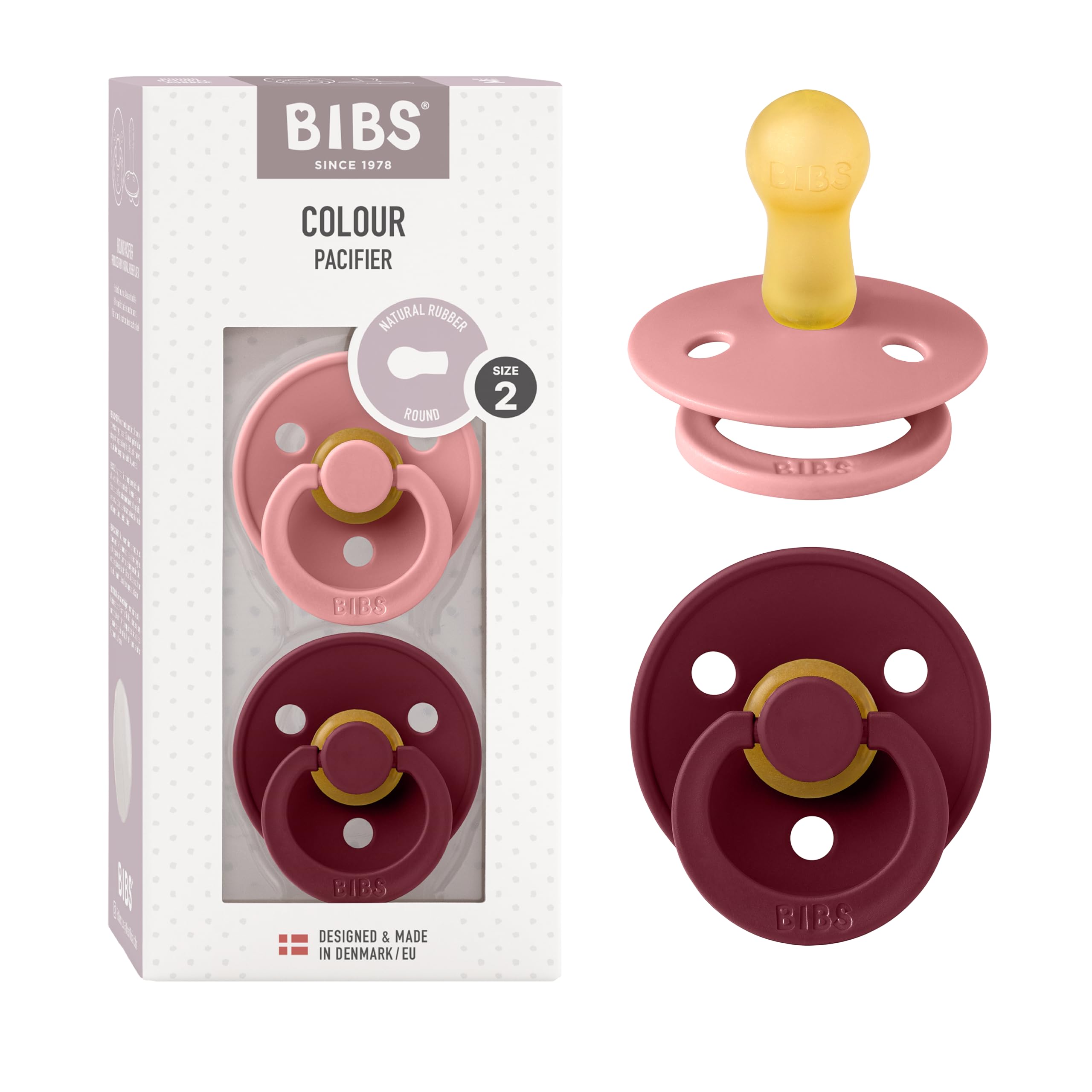 BIBS Colour Paquete de 2 chupetes. Libre de BPA, Tetina redonda. Látex natural, Talla 1 (0-6 meses), Baby Blue/Baby Blue — view 147