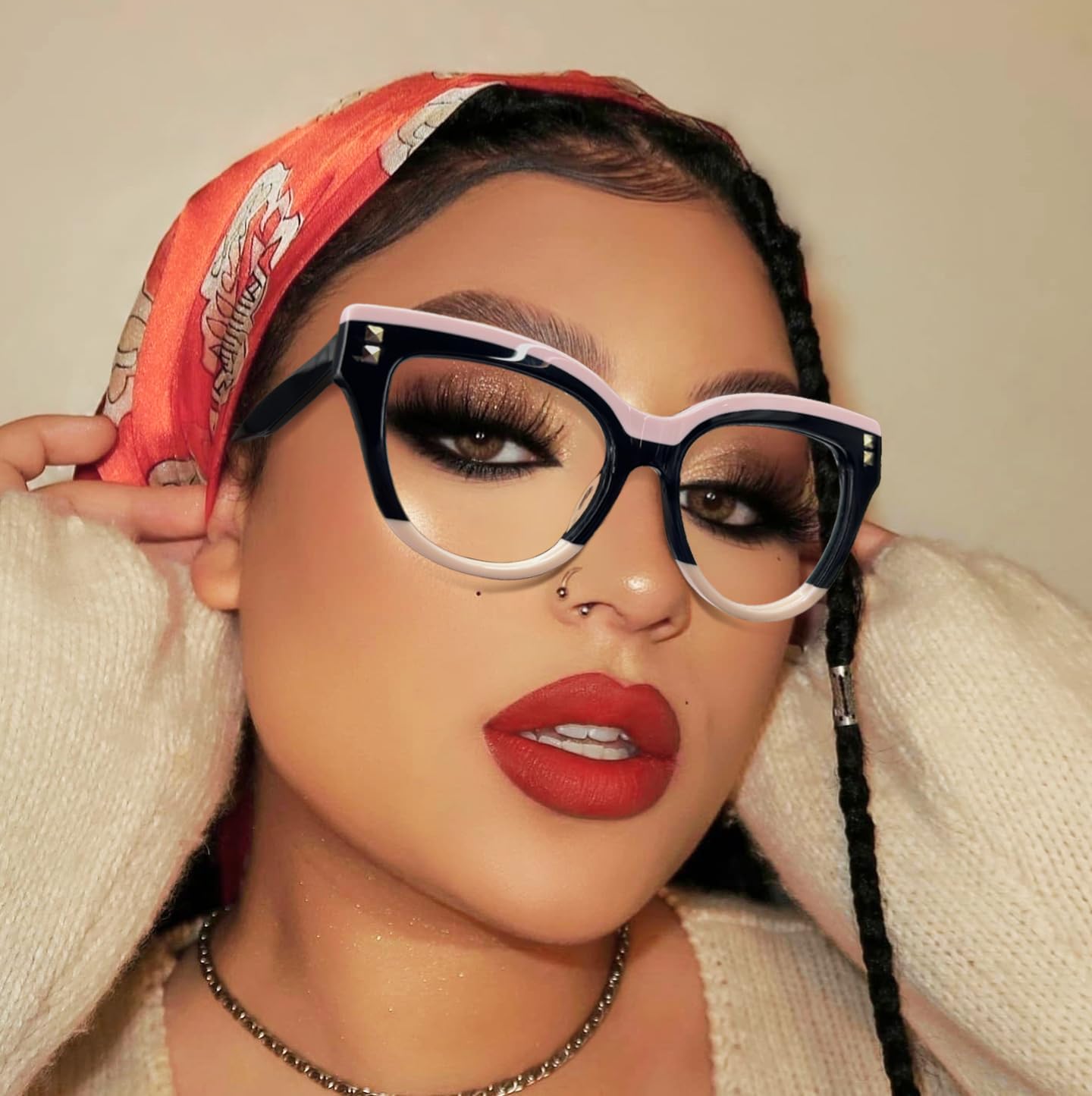 VOOGLAM Stylish Oversize Cat-eye Blue Light Glasses for Women Anti Eyestrain Dry Eyes Eyewear Kornegay