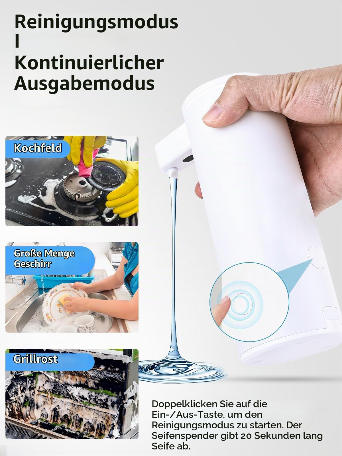 Seifenspender Automatischer Edelstahl Flüssigseifenspender Elektrischer: Seifenspend Automatisch Flüssig mit Sensor Infrarot - USB-C Aufladung Soap Dispenser Set für Bad,Küche, Büro Weiß
