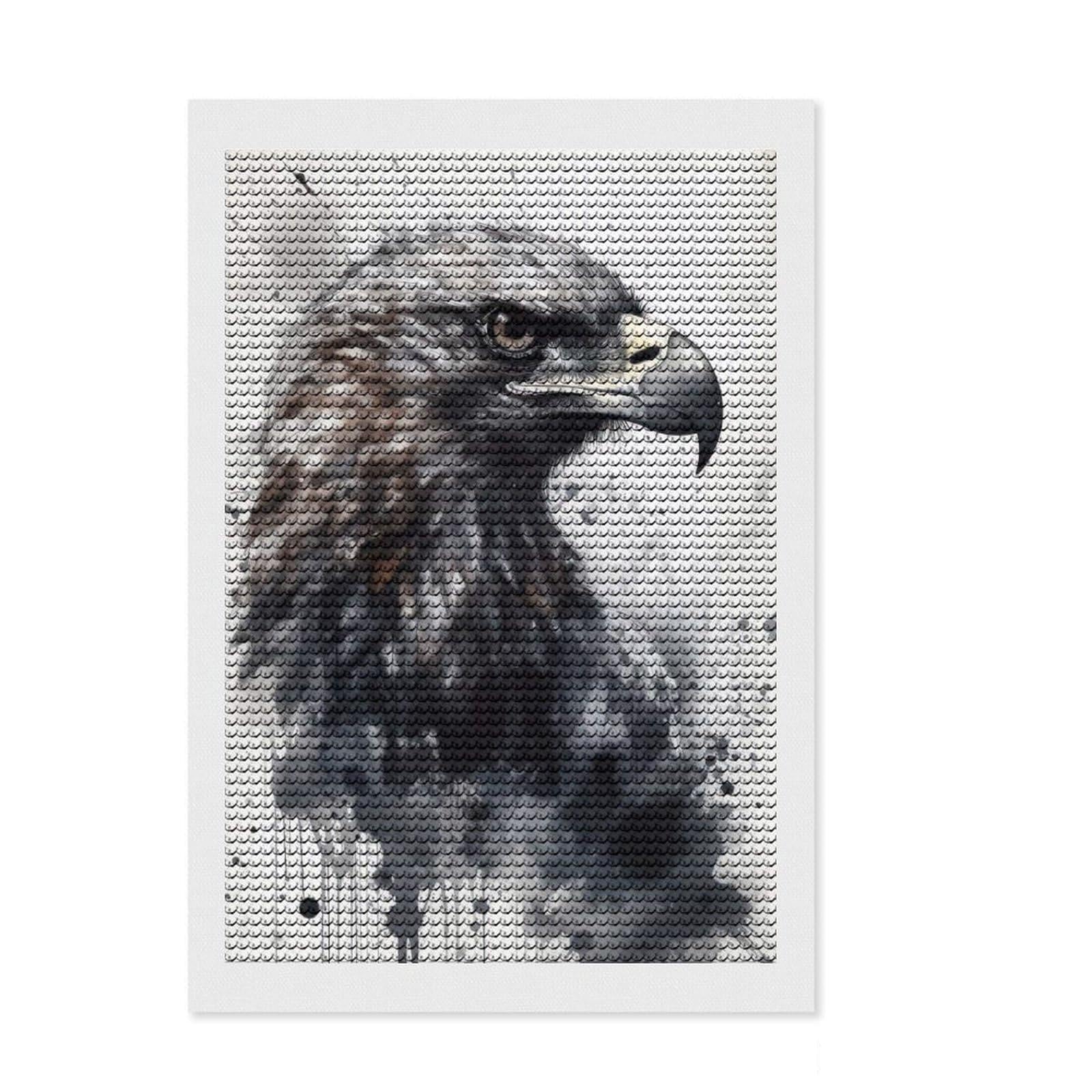 Junmoney Eagle Beauty Black Ink Round Drill Diamond Painting 8"x12", for Women, Pleasing Wall Art Project, Boho Decor, Thoughtful Handmade Gift