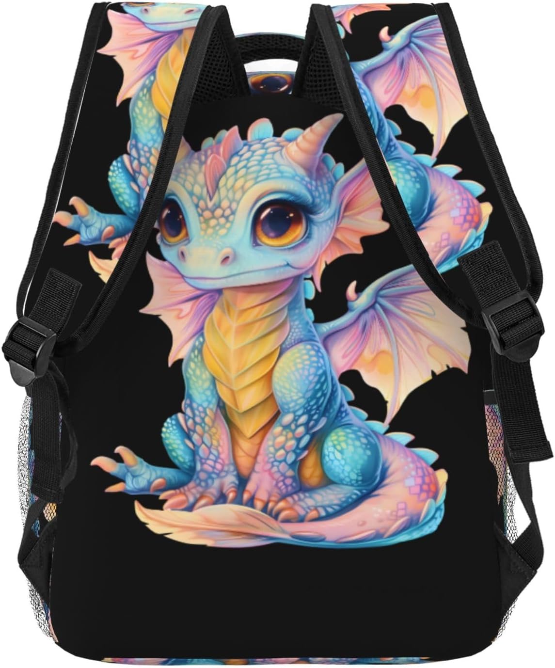 Colorful Cute Dragon Backpack, Polyester Backpacks with Straps, 11.4inx5.9inx15.7in, Multi-Pocket Storage Bookbag, Ideal For School Travel Work Hiking Camping, Boys Girls Kids Gifts