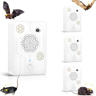 2026 Ultrasonic Bird Repellent Devices Rechargeable Bats Repellent Indoor for Attic Pigeon Woodpecker Deterrent Pest Repellent to Keep Birds Bats Away from Porch Balconies 4 Pack