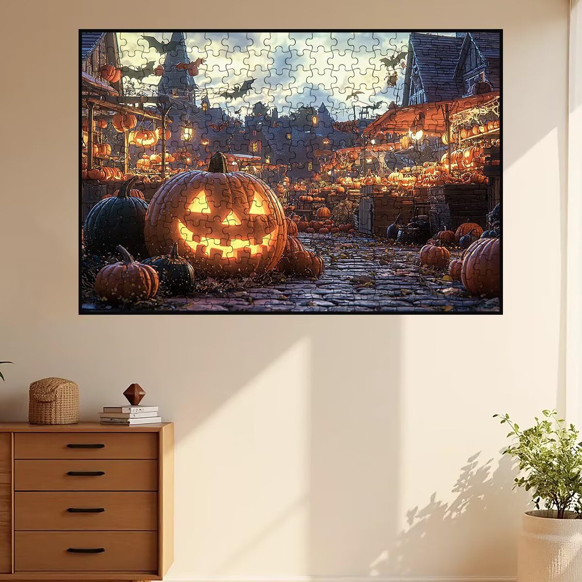 Puzzle 1000 elementów na Halloween, 1000 elementów, puzzle z dynią, z ekskluzywnym pudełkiem do pakowania, imponujące klasyczne puzzle dla dorosłych, drewniane puzzle do dekoracji salonu, prezenty dla