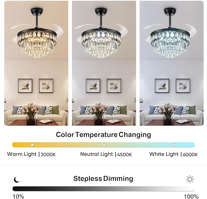 Ventilador de Techo 48 Pulgadas con Luz, 3 Temperaturas de C miniatura 5