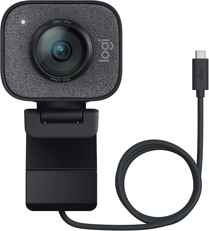 Logitech 2022 StreamCam 1080P HD 60fps Streaming Webcam Cámara Full HD con USB-C y micrófono integrado para transmisión en vivo y creación de contenido - Grafito - 960-001280 (renovado)