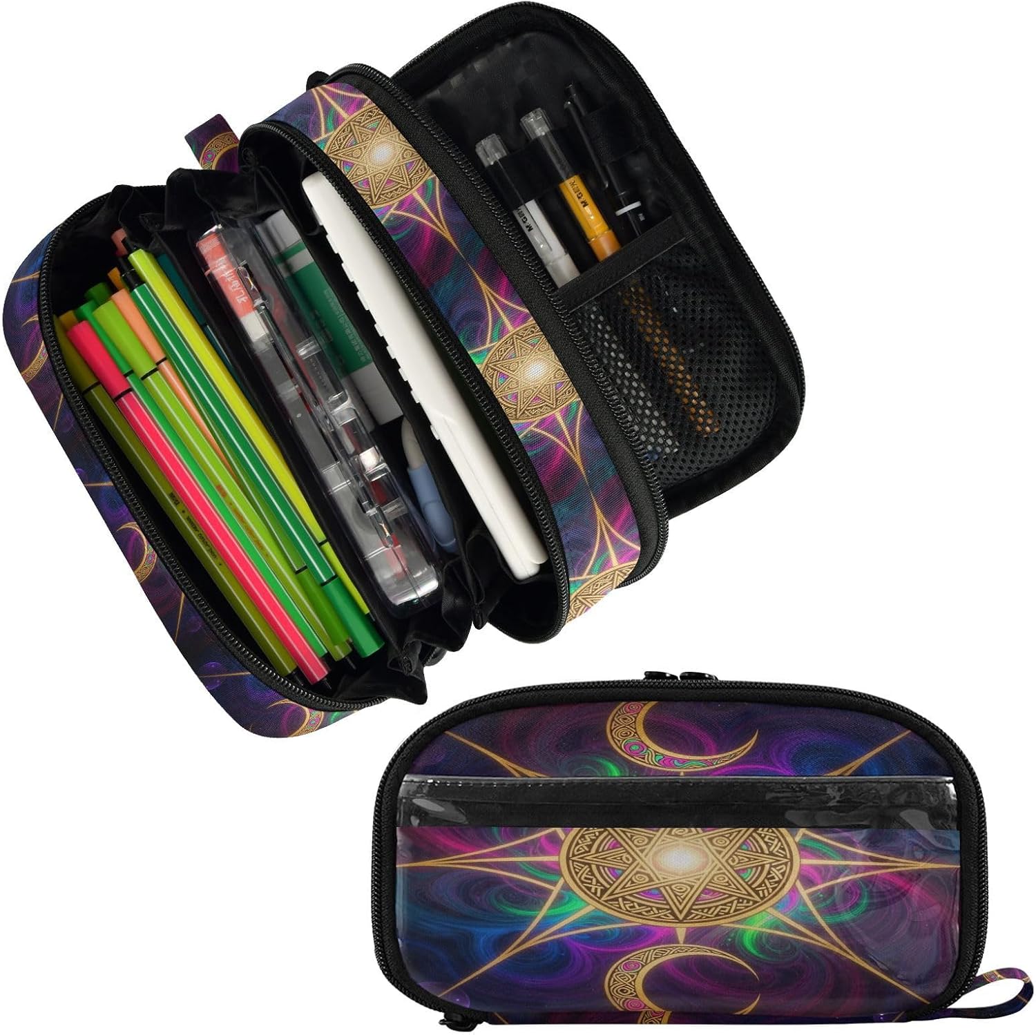 Teacher Must-Have Large Pencil Bag Triple Moon Goddess Pentagram for College & High