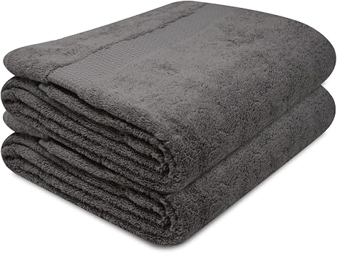 Towelogy  Super Soft Luxurious Bath Sheets Extra Large 100% Egyptian Cotton Bathroom Shower Towel Super Absorbent Hotel Quality Fade Resistant 90x140cm | Machine Washable Charcoal Grey, 2